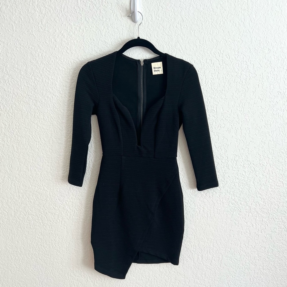 Dream State black mini 3/4 sleeve dress (size: S)